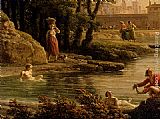 Vernet Paintings - Landscape With Bathers - detail by Claude-Joseph Vernet
